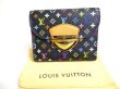 Photo1: LOUIS VUITTON Multicolor Black Leather Trifold Wallet Purse Joy #a358