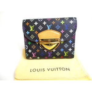 Photo: LOUIS VUITTON Multicolor Black Leather Trifold Wallet Purse Joy #a358