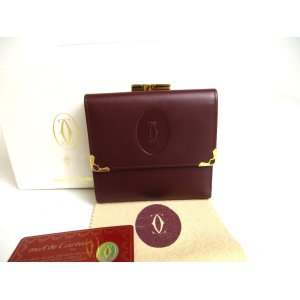 Photo: Cartier Must de Cartier Bordeaux Leather Trifold Wallet #a359