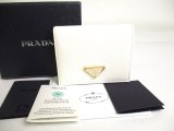 Photo: PRADA Saffiano White Leather Bifold Wallet Compact Wallet #a361