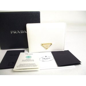 Photo: PRADA Saffiano White Leather Bifold Wallet Compact Wallet #a361