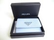 Photo12: PRADA Light Blue Saffiano Leather Trifold Wallet Compact Wallet #a365