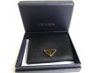 Photo12: PRADA Saffiano Black Leather Bifold Wallet Compact Wallet #a366