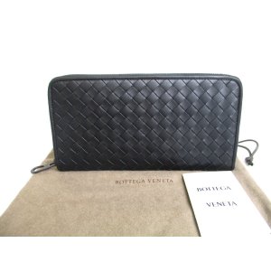 Photo: BOTTEGA VENETA Intrecciato Black Leather Round Zip Wallet Purse #a369