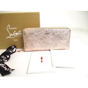 Photo: Christian Louboutin Panettone Rose Gold Leather Round Zip Wallet #a376