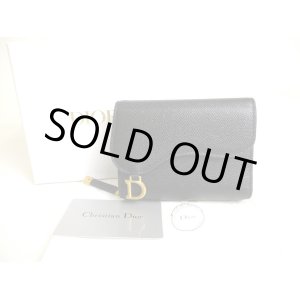 Photo: Christian Dior Black Leather Saddle Lotus Bifold Wallet Compact Wallet #a379