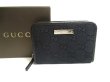 Photo1: GUCCI GG Black Canvas Leather Round Zip Coin Purse #a384