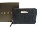 Photo: GUCCI GG Black Canvas Leather Round Zip Coin Purse #a384