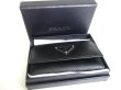 Photo12: PRADA Black Saffiano Triangle Leather 4 Pics Key Chain #a387