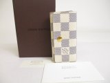 Photo: LOUIS VUITTON Damier Azur Leather Multicles 4 Key Chain #a392