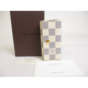 Photo: LOUIS VUITTON Damier Azur Leather Multicles 4 Key Chain #a392