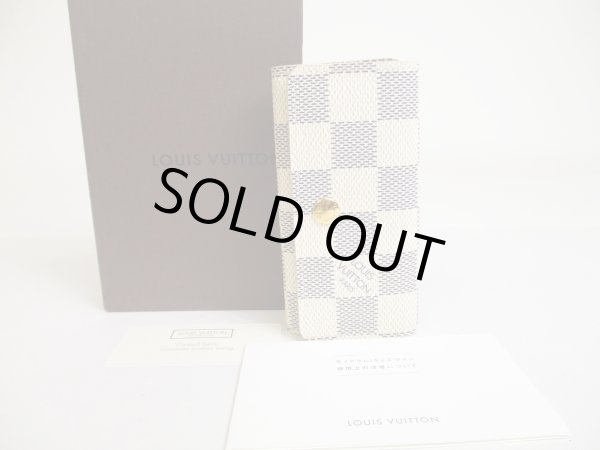 Photo1: LOUIS VUITTON Damier Azur Leather Multicles 4 Key Chain #a392