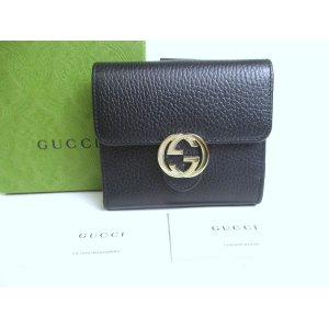 Photo: GUCCI Interlocking G Black Leather Bifold Wallet Compact Wallet #a393