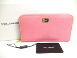 Photo: DOLCE & GABBANA Logo Plate Pink Leather Round Zip Wallet Purse #a394