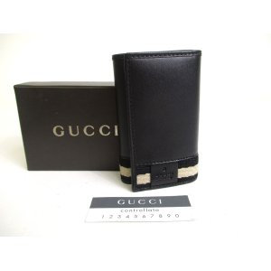 Photo: GUCCI Vintage Black Leather 6 Pics Key Chain #a395