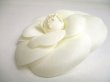 Photo2: CHANEL Camelia White Canvas Corsage Brooch #a396