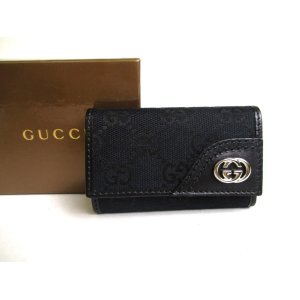 Photo: GUCCI GG Black Canvas and Leather 6 Pics Key Cases #a398