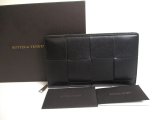 Photo: BOTTEGA VENETA Cassette Black Leather Zip Around Wallet Long Wallet #a399