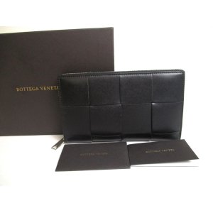 Photo: BOTTEGA VENETA Cassette Black Leather Zip Around Wallet Long Wallet #a399