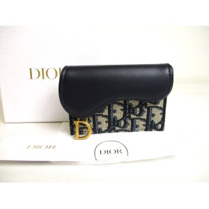 Photo: Dior Saddle Bloom Navy Cotton Leather Card Holder #a400