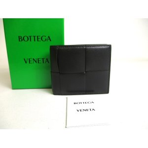 Photo: BOTTEGA VENETA Black Leather Small Cassette Bi-Fold Bill Wallet #a417