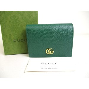 Photo: GUCCI GG Marmont Green Leather Bifold Wallet Compact Wallet #a430