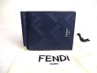 Photo1: FENDI Shadow Card Holder Navy Blue Leather Bifold Bill Wallet #a435