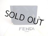 Photo: FENDI Shadow Card Holder Navy Blue Leather Bifold Bill Wallet #a435