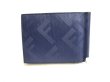 Photo2: FENDI Shadow Card Holder Navy Blue Leather Bifold Bill Wallet #a435