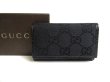 Photo1: GUCCI GG Black Canvas and Leather 6 Pics Key Chain #a438