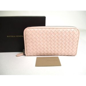 Photo: BOTTEGA VENETA Intrecciato Light Pink Leather Round Zip Wallet Purse #a442