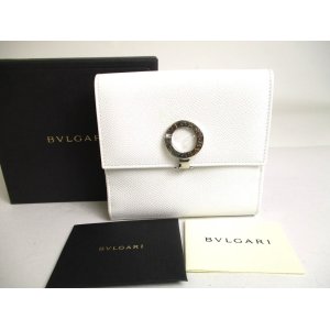 Photo: BVLGARI White Leather Logo Clip Trifold Wallet #a446