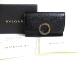 Photo: BVLGARI Black Leather Logo Clip Coin Purse Coin Wallet #a447