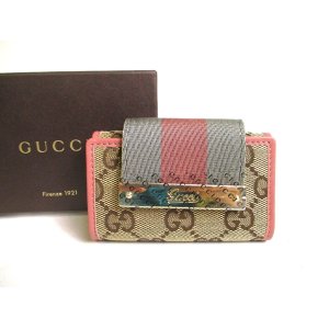 Photo: GUCCI GG Beige Canvas Pink Leather 6 Pics Key Chain #a449