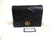 Photo1: GUCCI GG Marmont Black Leather Bifold Wallet Compact Wallet #a451