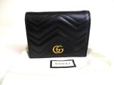 Photo: GUCCI GG Marmont Black Leather Bifold Wallet Compact Wallet #a451