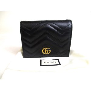 Photo: GUCCI GG Marmont Black Leather Bifold Wallet Compact Wallet #a451