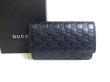 Photo1: GUCCI Micro GG Navy Blue Leather 6 Pics Key Chain #a452