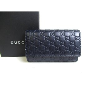 Photo: GUCCI Micro GG Navy Blue Leather 6 Pics Key Chain #a452