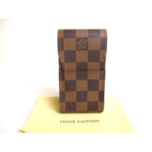 Photo: LOUIS VUITTON Damier Brown Leather Cigarette Case Tabacco Case #a453