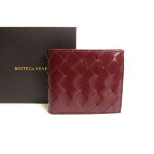 Photo: BOTTEGA VENETA Intrecciato Bordeaux Leather Small Bi-Fold Bill Wallet #454