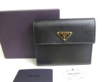 Photo: PRADA Black Saffiano Leather Trifold Wallet Compact Wallet #a456