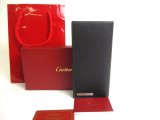 Photo: Cartier Santos de Cartier Black Leather Bifold Long Wallet #a459