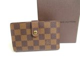 Photo: LOUIS VUITTON Damier Brown Leather Bifold Wallet Viennois #a460