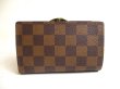 Photo2: LOUIS VUITTON Damier Brown Leather Bifold Wallet Viennois #a460