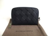 Photo: BOTTEGA VENETA Intrecciato Black Leather Zipped Card Case Coin Purse #a462