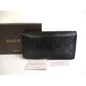 Photo: GUCCI GG Imprimee Black Coating Canvas Bifold Flap Wallet Purse #a463