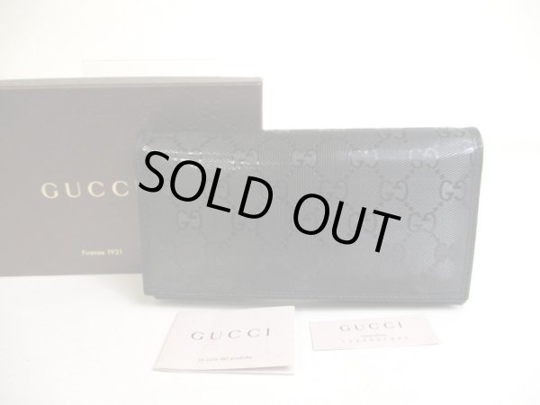 Photo1: GUCCI GG Imprimee Black Coating Canvas Bifold Flap Wallet Purse #a463