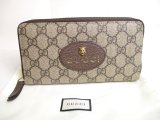 Photo: GUCCI Neo Vintage GG Supreme Canvas Yellow Leather Round Zip Long Wallet #a464