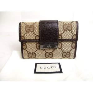 Photo: GUCCI GG Beige Canvas Brown Leather 6 Pics Key Chain #a465